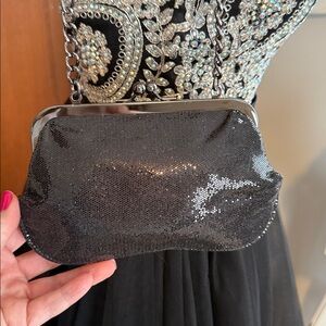 Express black sequined mini handbag